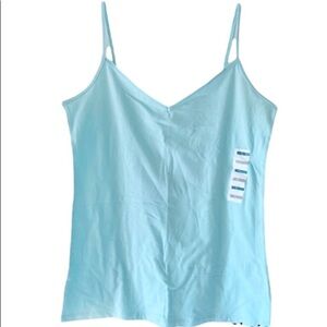 NWT Old Navy Womens Fitted Tank Top Aqua Blue Cotton Blend Cami Medium Large